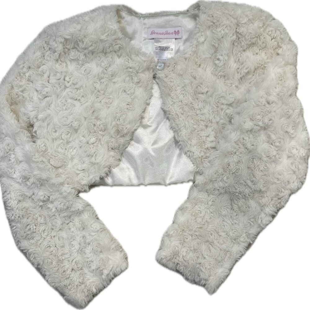 Bonnie Jean Girls' Faux Fur Shrug Sweater - Size Small